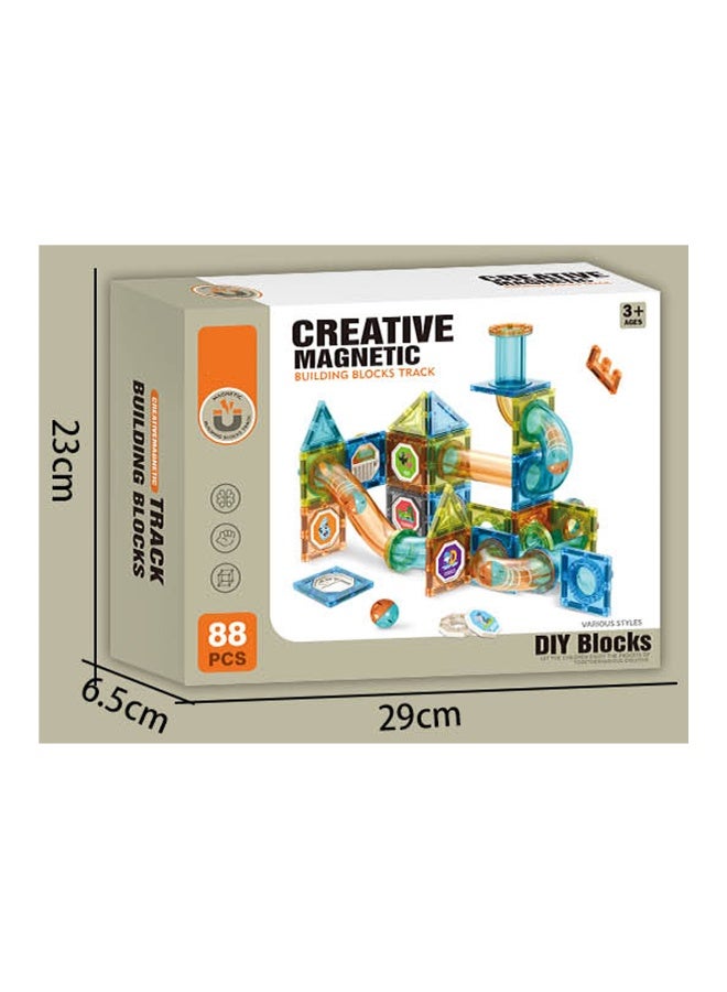 Magni Mates Creative Magnetic Building Blocks Track Set 88 Pieces – DIY Magnetic Tiles with Ball Run Tubes for Kids STEM Learning, Construction Play and Creative Building - Image 3